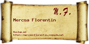 Mercsa Florentin névjegykártya